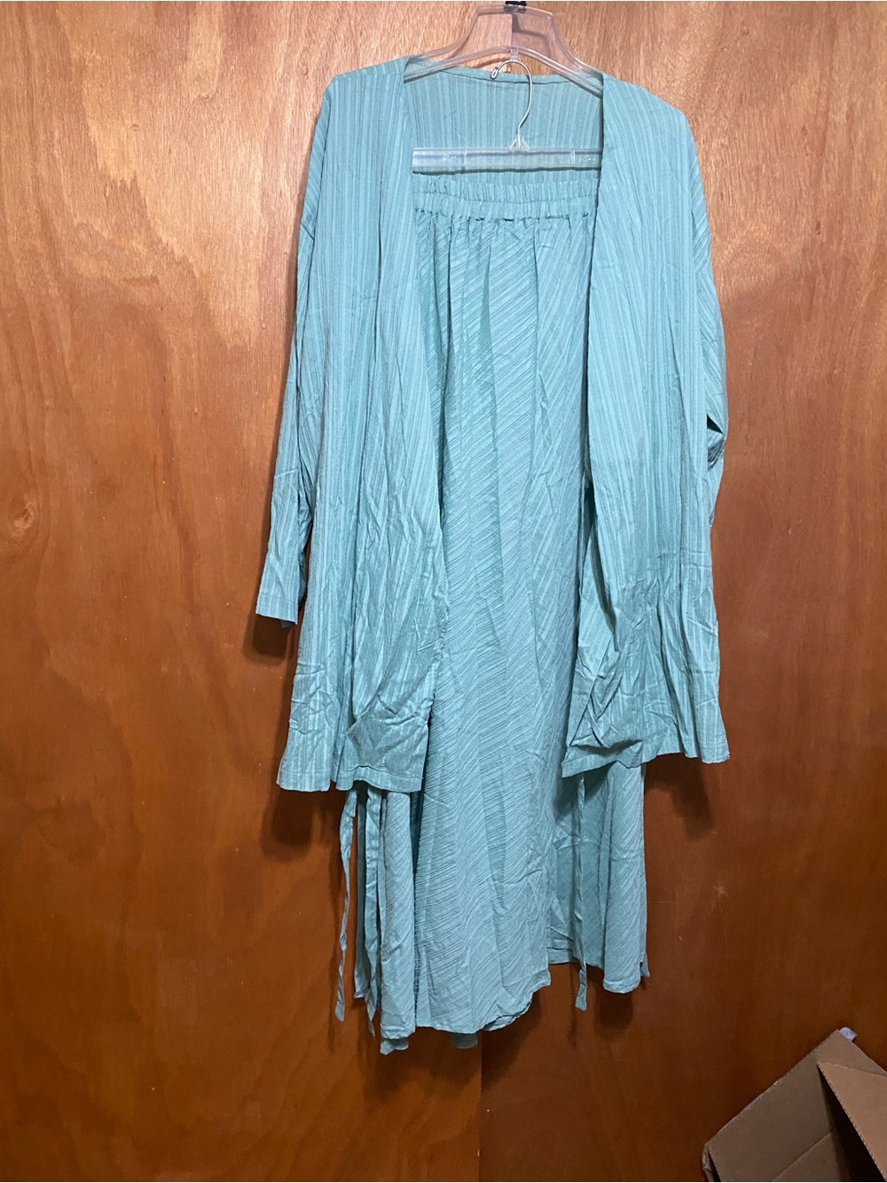 Light Teal Two-Piece Top and Skirt Set